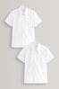 White Regular Fit White 2 Pack Easy Touch Fastening Short Sleeve School hoodie Shirts (3-12yrs)