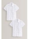 White Slim Fit 2 Pack Short Sleeve School Shirts (3-17yrs), Slim Fit