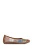 Bellissimo Ladies Tan Brown Flat Leather Ballerina Shoes