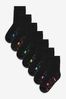 Black Splat Cotton Rich Cushioned Socks 7 Pack