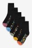 Florales Muster - Socken mit Fußbett im 5er Pack, Schwarz