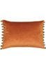 Riva Paoletti Rust Orange/Khaki Green Fiesta Velvet Polyester Filled Cushion