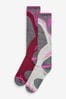 Pink/Purple/Grey Thermal Ski Socks