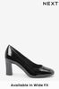 Black Patent Regular/Wide Fit Forever Comfort® Round Toe Block Heel Court Shoes, Regular/Wide Fit