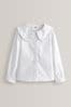 White Cotton Stretch Pretty Collar Long Sleeve Blouse (3-14yrs)
