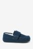 Navy Recycled Faux Fur Lined Moccasin Slippers
