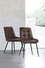 Faux Leather French Dark Grey Set Of 2 Cole Dining Chairs With Black Legs