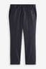 Navy Blue Signature 100% Wool Trousers With Motion Flex Waistband, Regular Fit