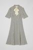 L.K.Bennett Edith Cream/Navy Blue Basket Print Summer Dress
