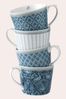 Laura Ashley Blue Bone China Set of 4 Mug Sets