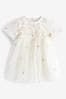 White Embroidered Mesh Party Dress (3mths-7yrs)