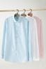 Weiß/Blau/Pink - Reguläre Passform - Pflegeleichte Hemden mit einfacher Manschette im 3er-Pack, Regular Fit