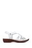 Pavers White Ladies Leather T-Bar Sandals