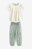 Green/White Spot 2 Piece Short Sleeve Top and Cargo Blugirl Trousers Set (3mths-7yrs)