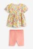 Pink/Cream Floral Short Sleeve Top And Shorts lastiqu Set (3mths-7yrs)
