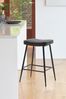 Monza Faux Leather Charcoal Brown Hamilton Kitchen Bar Stool with Black Legs