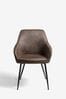 Monza Faux Leather Peppercorn Brown Hamilton Arm Dining Chairs Set of 2, Arm
