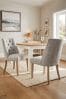 Set of 2 Chunky Weave Dove Grey Wolton Collection Luxe Light Wood Leg Dining Chairs, Light Wood Leg