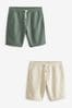 Stone Neutral/Sage Green 2 Pack Soft Fabric Jersey Shorts