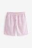 Pale Pink Cotton Linen Drawstring Waist Shorts