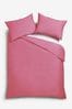 Pink Bright Cotton Rich Plain Duvet Cover and Pillowcase Set, Plain