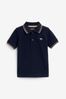 Marineblau mit Zierstreifen - Kurzärmeliges Polo-Shirt, Uni (3 Monate bis 7 Jahre)