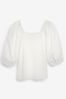 Square Neck Woven Sleeve Jumper