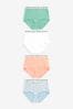 Blue Daisy Print/Spot/Green/Orange Full Brief Cotton Rich Logo Knickers 4 Pack, Full Brief