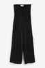 Black Shirred Bandeau Jumpsuit