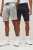 Navy Blue/Grey 2 Pack Straight Zip Pocket Jersey Shorts