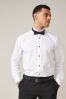 White Regular Fit Single Cuff Dress Shirt and Bow Tie Set, Regular Fit