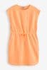Fluro Orange Elevated Short Sleeve Waist Detail Sweater Dress, Regular