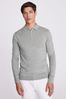 MOSS Grey Merino Blend Zip Polo Shirt