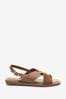 Tan Brown Extra Wide Fit Forever Comfort® Crossover Leather Sandals, Extra Wide Fit