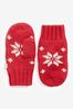 The Little Tailor Childrens Red Christmas Snowflake Fairisle Mittens Gloves