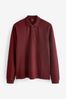 Burgundy Red Long Sleeve Pique zip Polo Shirt