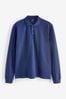 Marineblau - Langärmeliges Pikee-Poloshirt