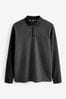 Black Diamond Textured Long Sleeve Polo Shirt