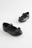 Black Wide Fit (G) School Leather Bow Mary Jane Shoes