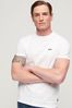 Superdry White Cotton Micro Embroidered T-Shirt