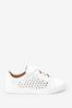 White Signature Leather Weave Lace-Up Trainers