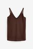 Chocolate Brown Hardware Detail Sleeveless Ribbed Top