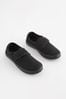 Black Wide Fit (G) Embroidered Strap School Plimsolls, Wide Fit (G)