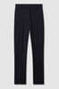 Reiss Navy Haisley Petite Wool-Blend Tailored Flared Suit Trousers, Petite