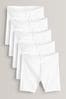 White Regular Length 5 Pack Cotton Rich Stretch Cycle Shorts (3-16yrs), Regular Length