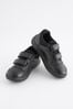 Black Elastic Lace Single Strap School Trainers, Wide Fit (G)