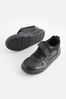 Black Elastic Lace Single Strap Wide Fit (G) School Trainers, Wide Fit (G)