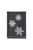 Gallery Home Embroidered Christmas Snowflakes Charcoal Table Runner