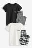 Schwarz/Weiß mit Karos - Next Pyjama mit Hose im Jogginghosen-Stil, 2er Pack (3-16yrs)
