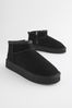Black Shower Resistant Faux Fur Lined Suede Ankle Boots